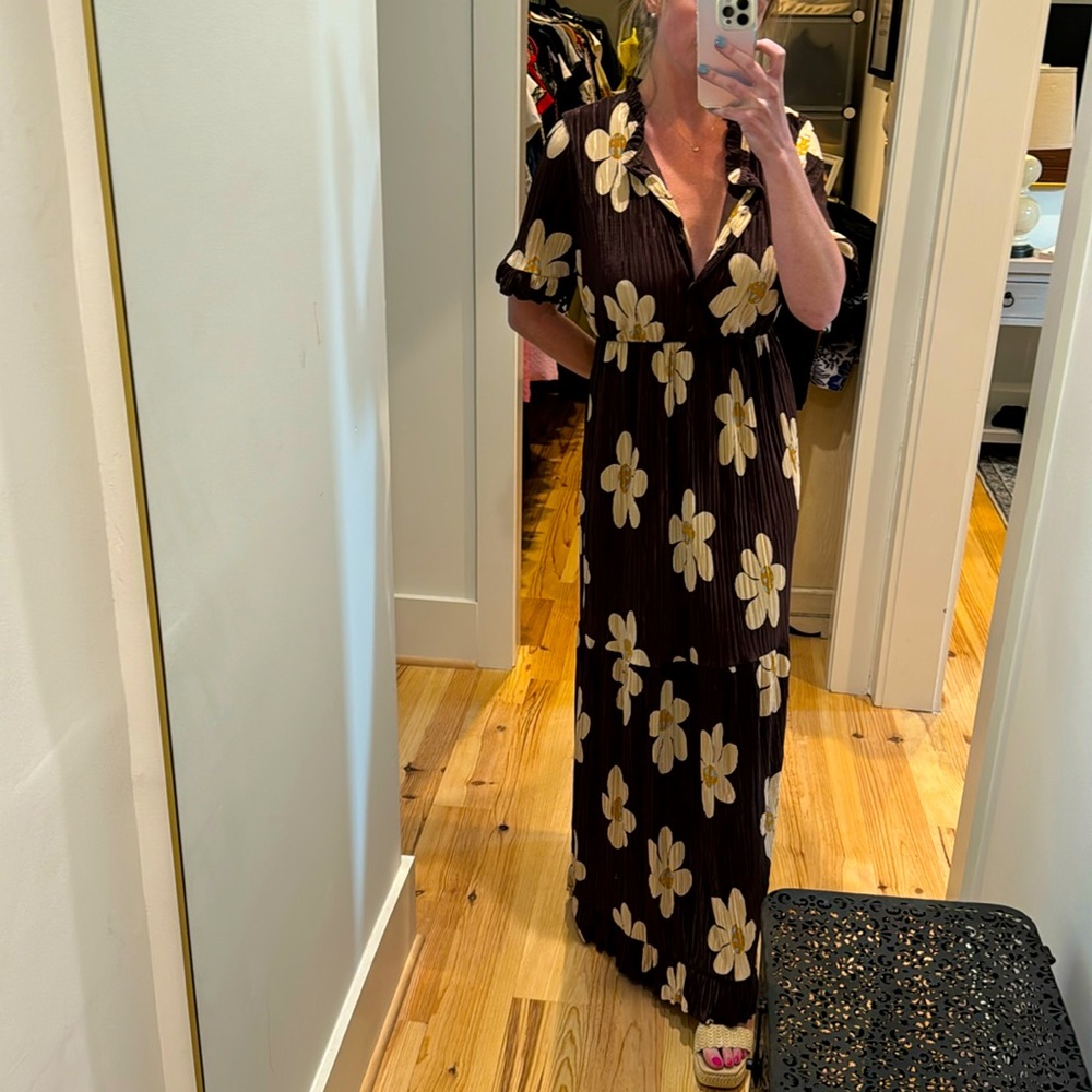Brown Floral Maxi Dress